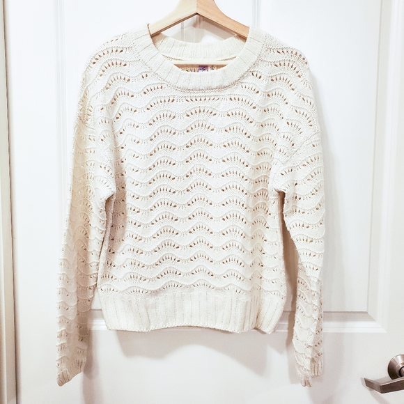 Francesca's Cream Paxton Pointelle Sweater - Picture 3 of 6